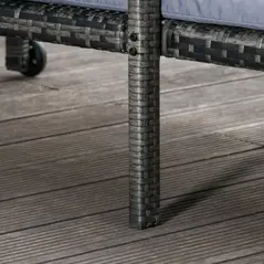 Outsunny Outdoor PE Rattan Sun Lounger Set of 2, Wicker Chaise Recliner Garden Chair with 5-Level Adjustable Backrest and 2 Wheels, Dark Grey - 7