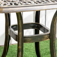 Outsunny Outdoor Patio Side Table with 38mm Dia. Umbrella Hole, Cast Aluminium Patio coffee Table, 54 x 54cm, Bronze Tone - 9
