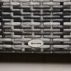 Outsunny PE Rattan Garden Coffee Table, with Glass Table Top - Grey - 8