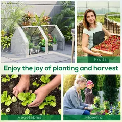 Outsunny Mini Small Greenhouse with Steel Frame & PE Cover & Zipped Window Poly tunnel Steeple for Plants Vegetables, 180 x 90 x 90 cm, White - 6