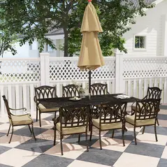 Outsunny Nine-Piece Cast Aluminium Garden Dining Set - Bronze Tone - 2