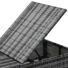 Outsunny PE Rattan Sun Loungers with Cushion, Outdoor Garden Sunbed Furniture with 5-Level Recliner Backrest, and Armrest, Set of 2, Grey - 8