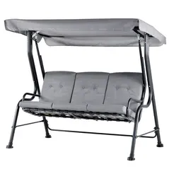 Outsunny Outdoor 3-person Metal Porch Swing Chair Bench, Grey - 1