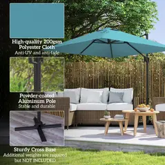 Outsunny Patio Offset Parasol Umbrella - Blue - 7