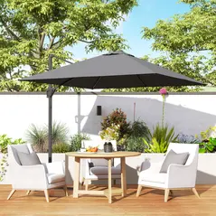 Outsunny Patio Offset Parasol Umbrella - Dark Grey - 2