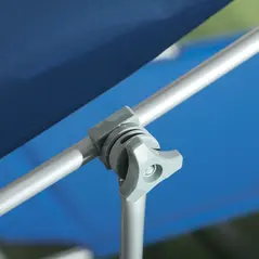 Outsunny Outdoor Foldable Sun Lounger Set of 2, 4 Level Adjustable Backrest Reclining Sun Lounger Chair with Angle Adjust Sun Shade Awning for Beach, Garden, Patio, Blue - 8