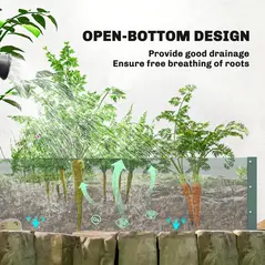 Outsunny Mini Greenhouse with Raised Garden Bed, Galvanised Walk-in Greenhouse with Roll Up Windows, 56" x 56" x 75", Green - 9