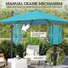 Outsunny Patio Offset Parasol Umbrella - Blue - 6