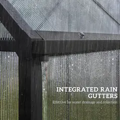 Outsunny Polycarbonate Greenhouse with Swing Door and Adjustable Window, Walk-in Greenhouse with Rain Gutter, 6 x 6.5ft, Black - 9