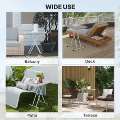 Outsunny Minimal Folding Outdoor Table - Grey/White - 7