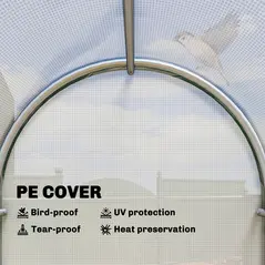 Outsunny Mini Greenhouse, Portable Green House with Roll-Up Door, PE Base, Small Greenhouse, 100 x 100 x 195 cm, White - 5