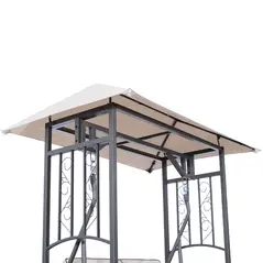 Outsunny Outdoor Garden 2 Seater Canopy Swing Chair Seat Porch Loveseat Vintage Hammock Cushioned Seat w/ and Side Drink Panel - 9