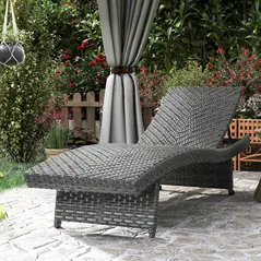 Outsunny Outdoor PE Rattan Sun Lounger, Folding Wicker Garden Lounger Recliner with 4-Level Adjustable Backrest, Rolling Sunbed Lounge Chair with Wheels, Non-Slip Legs for Balcony, Beach, Mixed-grey - 9