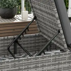 Outsunny Outdoor Patio PE Rattan Lounger with Cushion, 5-Level Reclining Wicker Rattan Sun Lounger with Tea Tray, for Poolside, Patio, Deck, 120kg Weight Capacity, Grey - 9
