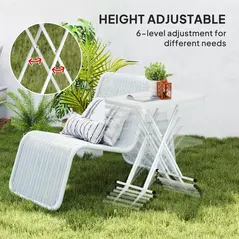 Outsunny Minimal Folding Outdoor Table - White - 5