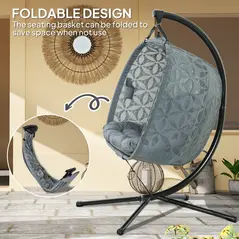 Outsunny Outdoor Double Hanging Chair with Cushion and Cup Holders, Charcoal Grey - 5