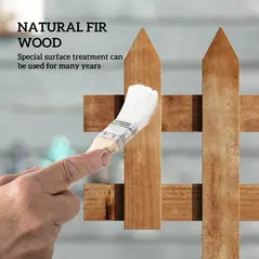 Outsunny Pack of 12 Wooden Border Fences, Garden Fixed Picket Fence for Lawn Edging, Flowerbed, 60L x 1D x 34H cm, Brown - 4