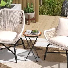 Outsunny Mosaic Outdoor Garden Table, 35.5cm Round Folding Coffee Table with Metal Frame for Balcony Terrace, Orange - 2