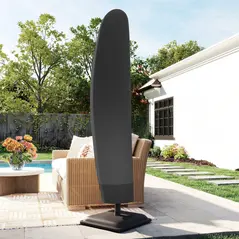 Outsunny Parasol Cover, 600D Oxford Cantilever Umbrella Cover Fit for 2-4m Parasol, Banana Umbrella Protector with Zipper for Outdoor Garden, Patio, Black - 2