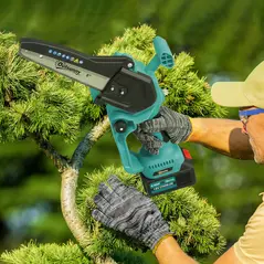 Outsunny Mini Pruning Saw Cordless, 8 Inch Electric Pruning Saw with 2 x 4000mAh Batteries, Brushless Motor and Safety Lock for Tree Trimming, Garden, Wood Cutting, Blue - 2