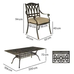Outsunny Nine-Piece Cast Aluminium Garden Dining Set - Bronze Tone - 3