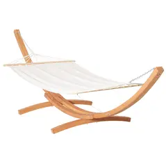 Outsunny Outdoor Garden Hammock with Wooden Stand Swing Hanging Bed for Patio White - 1
