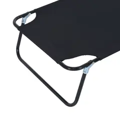 Outsunny Outdoor Folding Sun Lounger with Face Hole, 4 Level Adjustable Backrest Reclining Garden Lounger, Garden Recliner Sunbed with 600 D Oxford Cloth Seat and Pillow for Beach, Black - 9