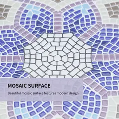 Outsunny Outdoor Mosaic Round Garden Table, Patio Bistro Coffee Side Table with 60cm Ceramic Top for Garden, Blue and White - 5