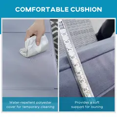 Outsunny Outdoor PE Rattan Sun Lounger Set of 2, Multi-position Backrest Adjustable Single Recliner Sunbed Daybed with Removeable & Washable Cushion, for Patio, Garden, Dark Grey - 6