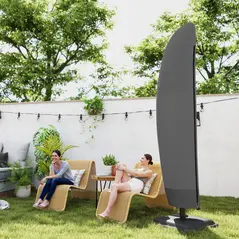 Outsunny Parasol Cover, 600D Oxford Cantilever Umbrella Cover Fit for 2-4m Parasol, Banana Umbrella Protector with Zipper for Outdoor Garden, Patio, Black - 8