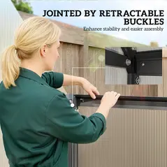 Outsunny Polycarbonate Greenhouse with Swing Door and Adjustable Window, Walk-in Greenhouse, 5.5 x 6.5ft, Black - 4