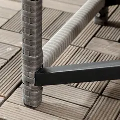 Outsunny Outdoor Coffee Table, Garden PE Rattan Side Table with Plastic Board Under the Full Woven Table Top and X-Shape Frame for Patio, Balcony, Mixed Grey - 9