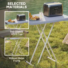 Outsunny Minimal Folding Outdoor Table - Grey/White - 6