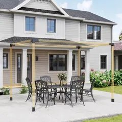 Outsunny Pergola Kit, DIY Pergola Brackets with 3-Way Pergola Corner Brackets and Post Base for 4" x 4" (Actual 3.6" x 3.6") Lumber, 8 PCS Includes Screws - 2