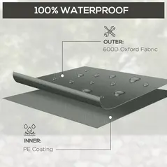 Outsunny Outdoor Garden Furniture Cover Waterproof, Anti-UV 600D Heavy Duty Oxford Fabric Patio Furniture Cover for Rectangular Sofa Table Set, Dark Grey, 245 x 165 x 66 cm - 4