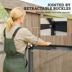 Outsunny Polycarbonate Greenhouse with Swing Door and Adjustable Window, Walk-in Greenhouse with Rain Gutter, 6 x 6.5ft, Black - 4