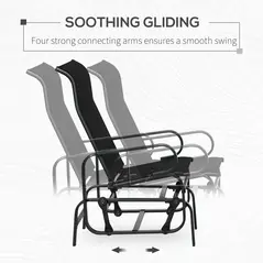 Outsunny Outdoor Gliding Rocking Chair with Sturdy Metal Frame Garden Comfortable Swing Chair, Black - 4