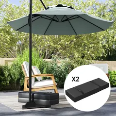 Outsunny Parasol Weights Set of 2, Parasol Base Weights Bags, 25kg Fillable Sandbag Weights with Handles, Cantilever Umbrella Base Weights, Black - 7