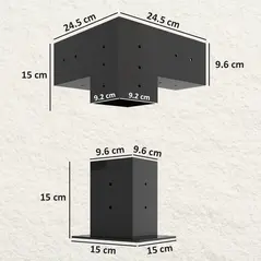 Outsunny Pergola Kit, DIY Pergola Brackets with 3-Way Pergola Corner Brackets and Post Base for 4" x 4" (Actual 3.6" x 3.6") Lumber, 8 PCS Includes Screws - 3