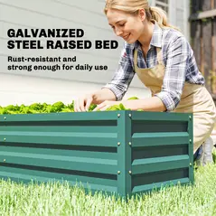 Outsunny Mini Greenhouse with Raised Garden Bed, Galvanised Walk-in Greenhouse with Roll Up Windows, 56" x 56" x 75", Green - 5