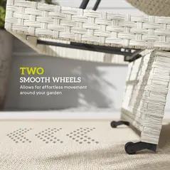 Outsunny Outdoor PE Rattan Sun Lounger, Folding Wicker Garden Lounger Recliner with 4-Level Adjustable Backrest, Rolling Sunbed Lounge Chair with Wheels, Non-Slip Legs for Balcony, Beach, Grey - 7