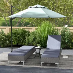 Outsunny Outdoor PE Rattan Sun Lounger Set of 2, Multi-position Backrest Adjustable Single Recliner Sunbed Daybed with Removeable & Washable Cushion, for Patio, Garden, Dark Grey - 7