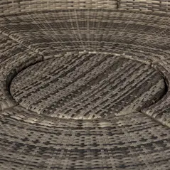 Outsunny Outdoor PE Rattan Garden Furniture with Cushioned, Patio Wicker Conversation Furniture Set, Round Daybed with Retractable Canopy, Coffee Table and Three Pillows, Dark Grey/Grey - 9