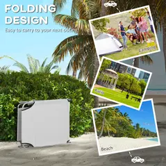 Outsunny Outdoor Foldable Sun Lounger Set of 2, 4 Level Adjustable Backrest Reclining Sun Lounger Chair with Angle Adjust Sun Shade Awning for Beach, Garden, Patio, Light Grey - 5