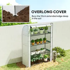 Outsunny Mini Greenhouse with Reinforced PE Cover, Portable Indoor Outdoor Green House with Roll-up Door, 170 x 120 x 50cm, White - 7