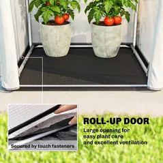 Outsunny Mini Greenhouse, Portable Green House with Roll-Up Door, PE Base, Small Greenhouse, 100 x 100 x 195 cm, White - 6