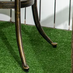 Outsunny Outdoor Garden Table, Cast Aluminium Patio End Table with Anti-slip Foot Pads for Garden, Patio, Balcony, 60 x 52.5cm, Bronze - 9