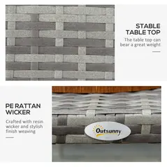 Outsunny PE Wicker Rattan Garden Coffee Table - Mixed Grey - 5