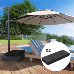 Outsunny Parasol Weights Set of 2, Parasol Base Weights Bags, 25kg Fillable Sandbag Weights with Handles, Cantilever Umbrella Base Weights, Black - 9