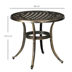 Outsunny Outdoor Garden Table, Cast Aluminium Patio End Table with Anti-slip Foot Pads for Garden, Patio, Balcony, 60 x 52.5cm, Bronze - 3